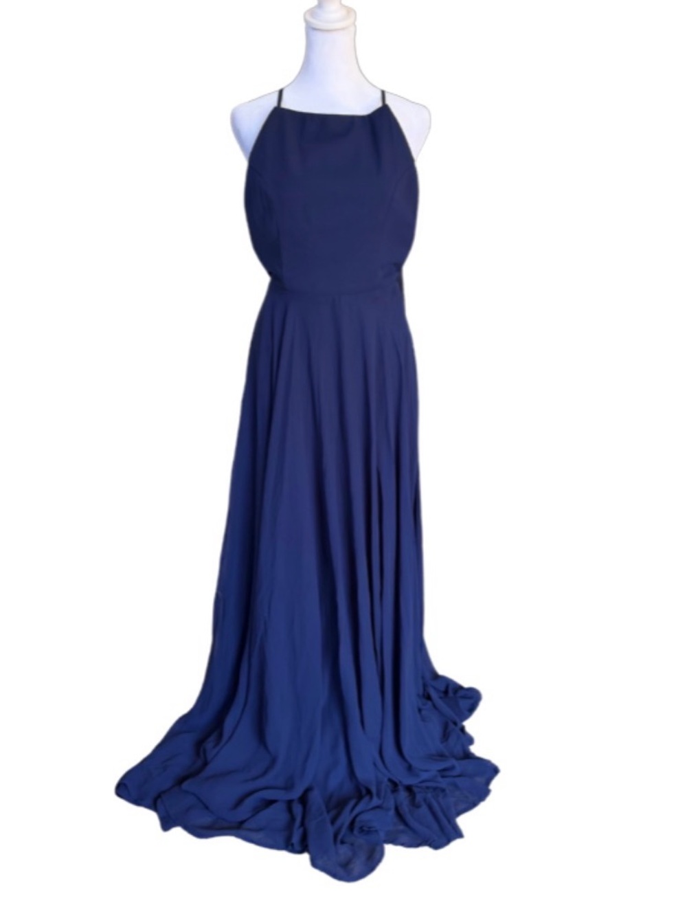 Maniju Navy Open Back Maxi Dress